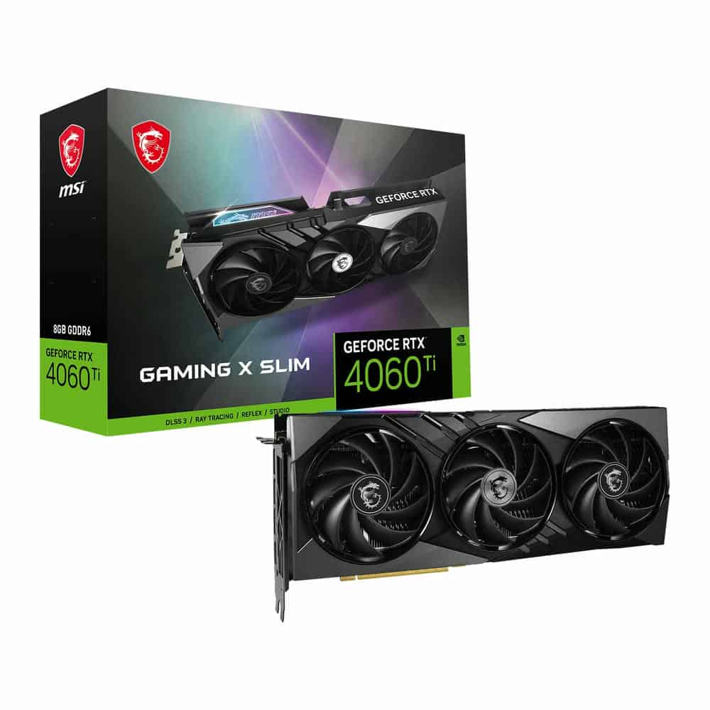 MSI NVIDIA GeForce RTX 4060 Ti 8GB GAMING X SLIM Ada Lovelace Graphics Card